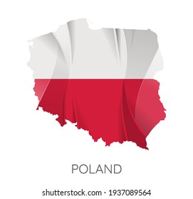 Map Of Poland With Flag As Texture Isolated On White Background. Vector Illustration