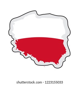 Map of Poland with its flag. Vector illustration design