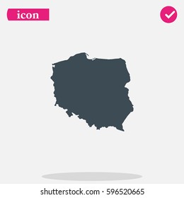Map of Poland flat vector icon.