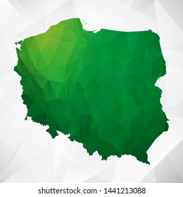 Map of Poland - Green Geometric Rumpled Triangular , Polygonal Design For Your . Vector illustration eps 10.