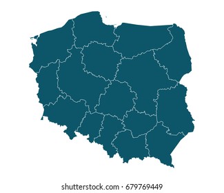 Map of Poland - High detailed on white background. Abstract design vector illustration eps 10.