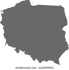 Map of Poland. High res (300dpi). Highly detailed border representation. Web mercator projection. Scalable vector graphic. For web and print use. Border and fill colors can be changed in eps format.