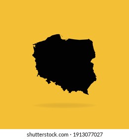 Map of Poland isolated on dark Yellow background, Vector Illustration EPS 10