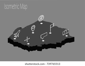 Map Poland isometric concept. 3d flat illustration of Map Poland.