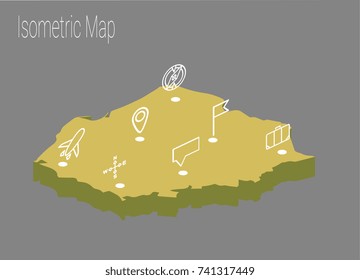 Map Poland isometric concept. 3d flat illustration of Map Poland.