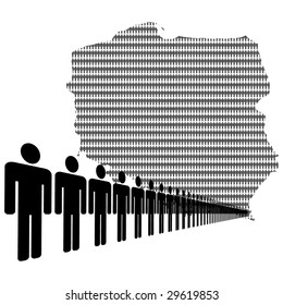 Map of Poland made of people with line of men