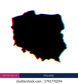 Mapa de Polonia en estilo multicolor en la plantilla de diseño de vectores fronterizos