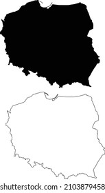 mapa de Polonia sobre fondo blanco. mapa blanco y negro de Polonia. estilo plano.