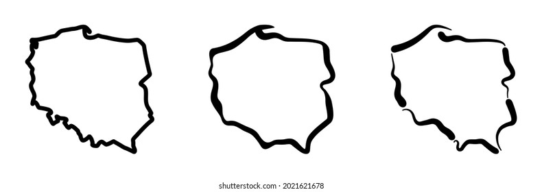 Map of Poland - outlines on white background