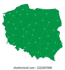Map of Poland from Polygonal wire frame low poly mesh,Poland map Vector Illustration EPS10.