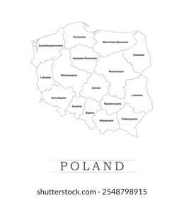 Karte von Polen mit Vertretung der Verwaltungseinheiten