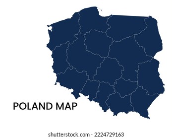 Karte von Polen, Solide Karte von Polen, Polnische Vektorgrafik, Karte von Polen mit Farbe.