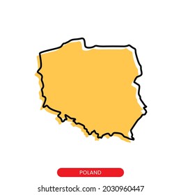 Map of Poland vector design template. Simple style with editable stroke.