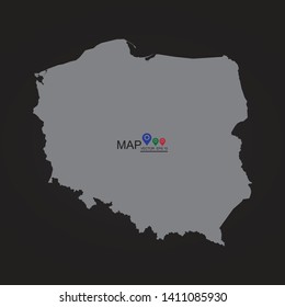 map of Poland, Vector map Poland. Isolated vector Illustration. Black on  background. EPS 10 Illustration. - Vector