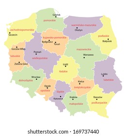 map of Poland with voivodships (vector illustration)