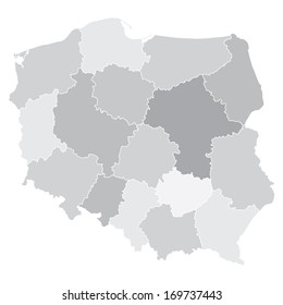 map of Poland with voivodships (vector illustration)