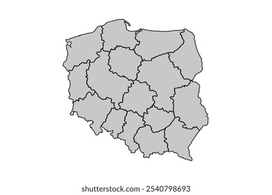 Mapa de Polonia para diseños de Sitio web, fondo, educación, preciso, personalizable, Viajar por todo el mundo, fondo de silueta de mapa, geografía terrestre, política, informes. mapa de Ilustración vectorial.