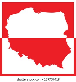 Map of Poland in white and red color (vector illustration)