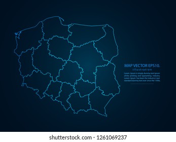 Map of poland,Abstract mash line and point scales on dark background for your web site design map logo, app, ui,Travel. Vector illustration eps 10.