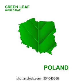 Map Of Poland,Nature green leaf, vector illustration
