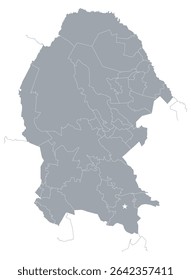 Mapa com divisão política por municípios, para infográficos do Estado de Coahuila no México