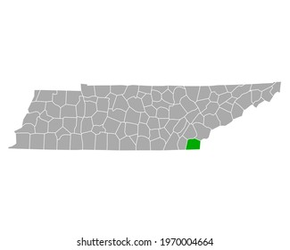 Map of Polk in Tennessee on white