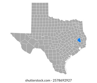 Map of Polk in Texas on white