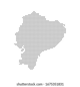 Map polka dot dotted pixel particle of Ecuador isolated on white background . Travel vector illustration