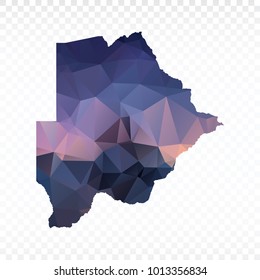 Map polygonal-Botswana map. Multicolored country map in geometric triangle style for your infographics. Vector illustration eps 10.