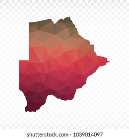Map polygonal-Botswana map. Multicolored country map in geometric triangle style for your infographics and earth template for website. Vector illustration eps 10.