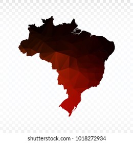 Map polygonal-Brazil map. Multicolored country map in geometric triangle style for your infographics. Vector illustration eps 10.