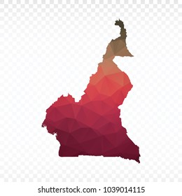 Map polygonal-Cameroon map. Multicolored country map in geometric triangle style for your infographics and earth template for website. Vector illustration eps 10.