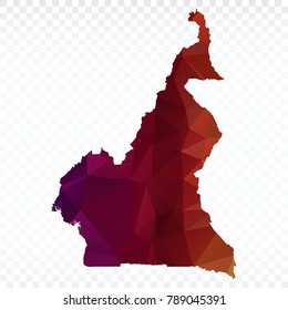 Map polygonal-Cameroon map. Multicolored country map in geometric triangle style for your infographics. Vector illustration eps 10.