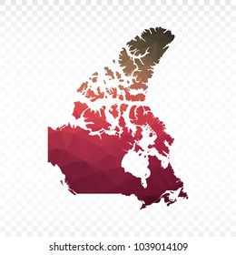 Map polygonal-Canada map. Multicolored country map in geometric triangle style for your infographics and earth template for website. Vector illustration eps 10.