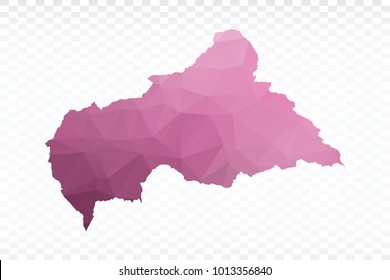 Map polygonal-Central African Republic map. Multicolored country map in geometric triangle style for your infographics. Vector illustration eps 10.