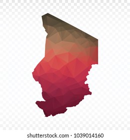 Map polygonal-Chad map. Multicolored country map in geometric triangle style for your infographics and earth template for website. Vector illustration eps 10.
