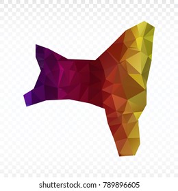 Map polygonal-Christmas Island map. Multicolored country map in geometric triangle style for your infographics. Vector illustration eps 10.