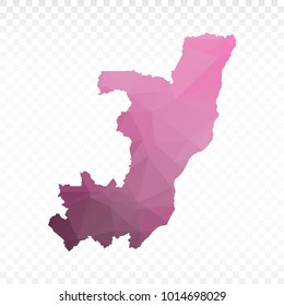 Map polygonal-Congo map. Multicolored country map in geometric triangle style for your infographics. Vector illustration eps 10.