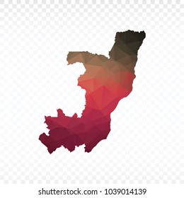 Map polygonal-Congo map. Multicolored country map in geometric triangle style for your infographics and earth template for website. Vector illustration eps 10.