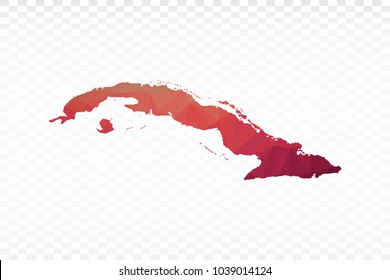 Map polygonal-Cuba map. Multicolored country map in geometric triangle style for your infographics and earth template for website. Vector illustration eps 10.