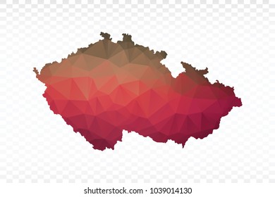 Map polygonal-Czech Republic map. Multicolored country map in geometric triangle style for your infographics and earth template for website. Vector illustration eps 10.