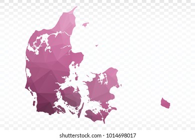 Map polygonal-Denmark map. Multicolored country map in geometric triangle style for your infographics. Vector illustration eps 10.