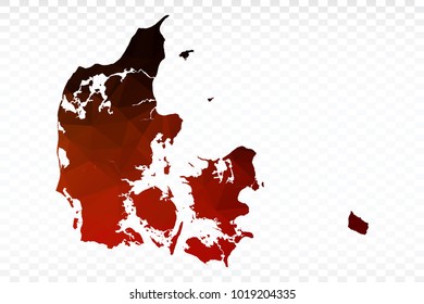 Map polygonal-Denmark map. Multicolored country map in geometric triangle style for your infographics. Vector illustration eps 10.