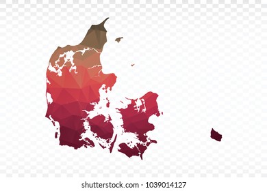 Map polygonal-Denmark map. Multicolored country map in geometric triangle style for your infographics and earth template for website. Vector illustration eps 10.