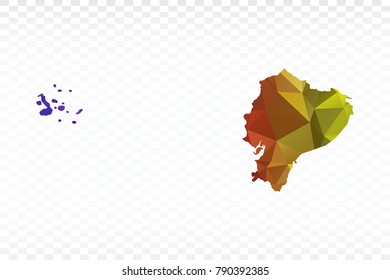 Map polygonal-Ecuador map. Multicolored country map in geometric triangle style for your infographics. Vector illustration eps 10.