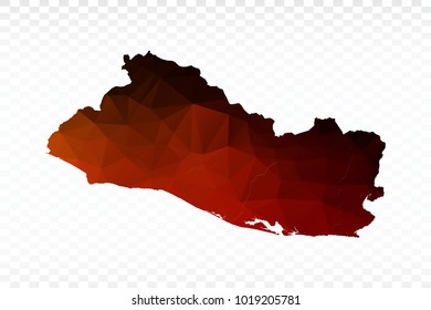 Map polygonal-EL Salvador map. Multicolored country map in geometric triangle style for your infographics. Vector illustration eps 10.