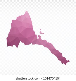 Map polygonal-Eritrea map. Multicolored country map in geometric triangle style for your infographics. Vector illustration eps 10.