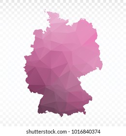 Map polygonal-Germany map. Multicolored country map in geometric triangle style for your infographics. Vector illustration eps 10.