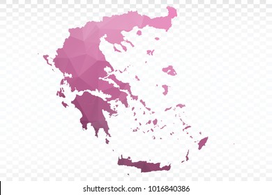 Map polygonal-Greece map. Multicolored country map in geometric triangle style for your infographics. Vector illustration eps 10.
