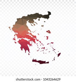 Map polygonal-Greece map. Multicolored country map in geometric triangle style for your infographics and earth template for website. Vector illustration eps 10.